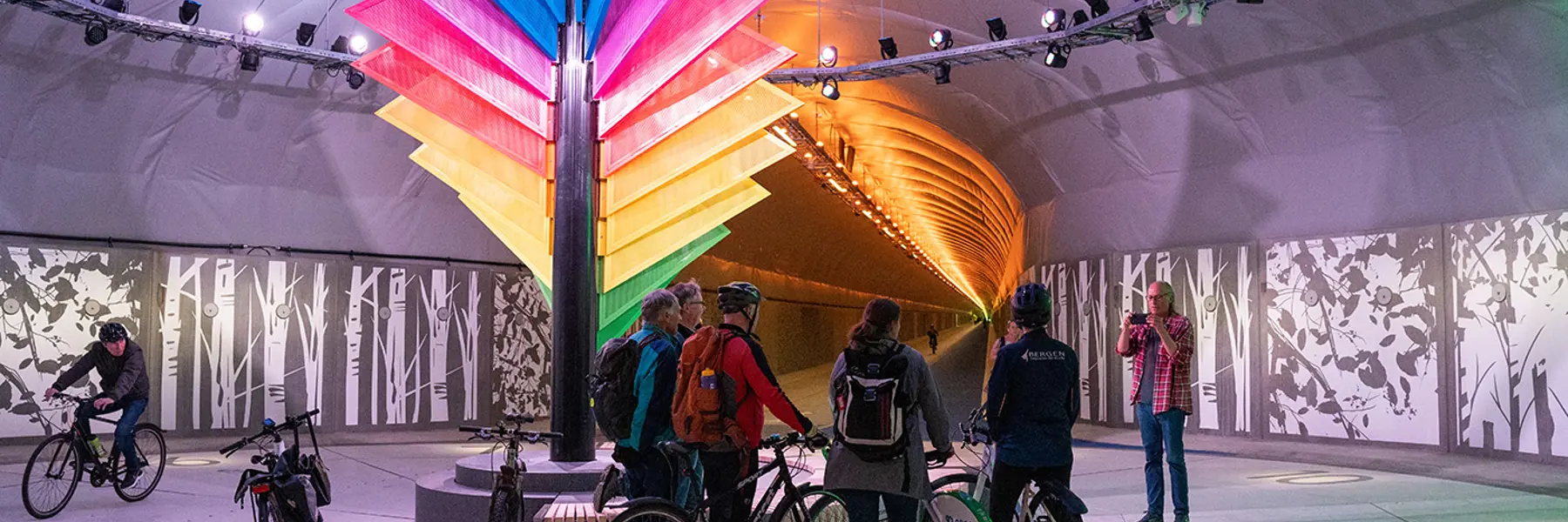 Sound insulation reduces the noise level from large fans in Bergen's new pedestrian and bicycle tunnel. Photo: Beerenberg.